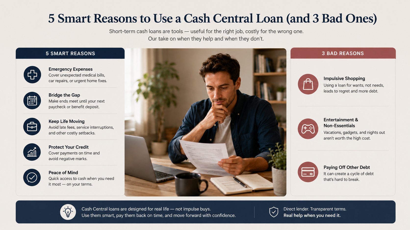 5 Smart Reasons to Use a Cash Central Loan (and 3 Bad Ones)